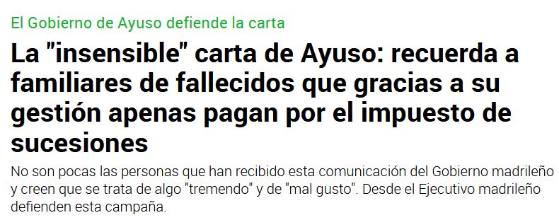 Carta de Comunidad de Madrid. Vergüenza