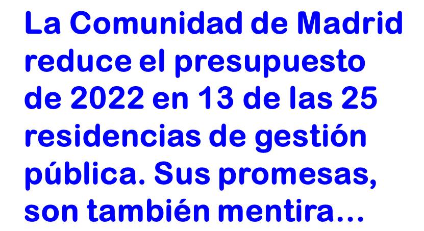 Reducción de presupuesto en 13 residencias de gesstión pública